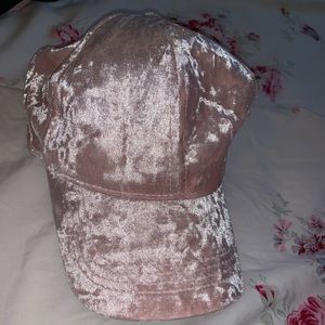 Pink Crushed Velvet Adjustable Baseball Cap